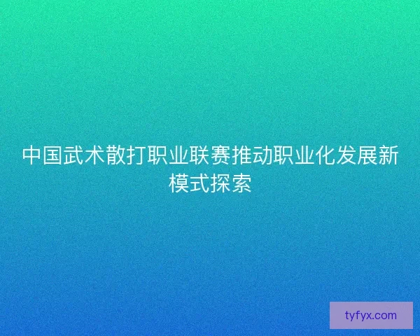 中国武术散打职业联赛推动职业化发展新模式探索 中国武术散打职业联赛推动职业化发展新模式探索
