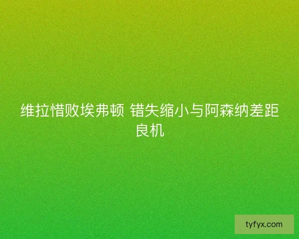 维拉惜败埃弗顿 错失缩小与阿森纳差距良机