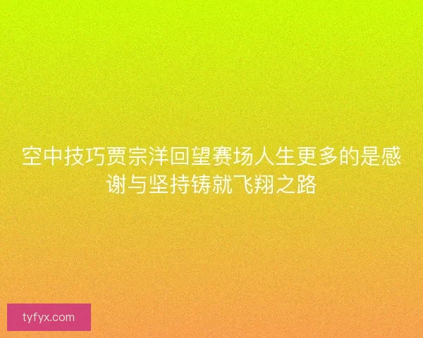 空中技巧贾宗洋回望赛场人生更多的是感谢与坚持铸就飞翔之路 空中技巧贾宗洋回望赛场人生更多的是感谢与坚持铸就飞翔之路